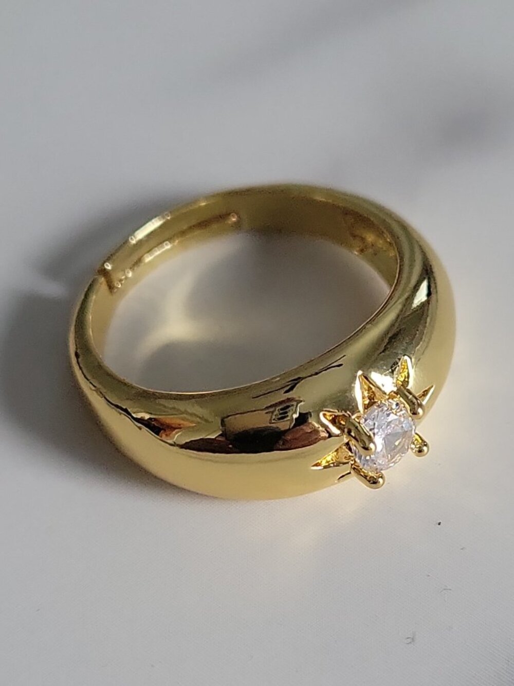 Gold Starburst Adjustable Ring PVD Gold Coated Statement Band - Picture 5 of 6